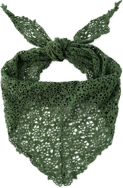 GERINLY Elegant Lace Crochet Neck Scarf Solid Color Triangle Shoulder Wrap for Women Apparel & Accessories > Clothing Accessories > Headwear GERINLY Green  