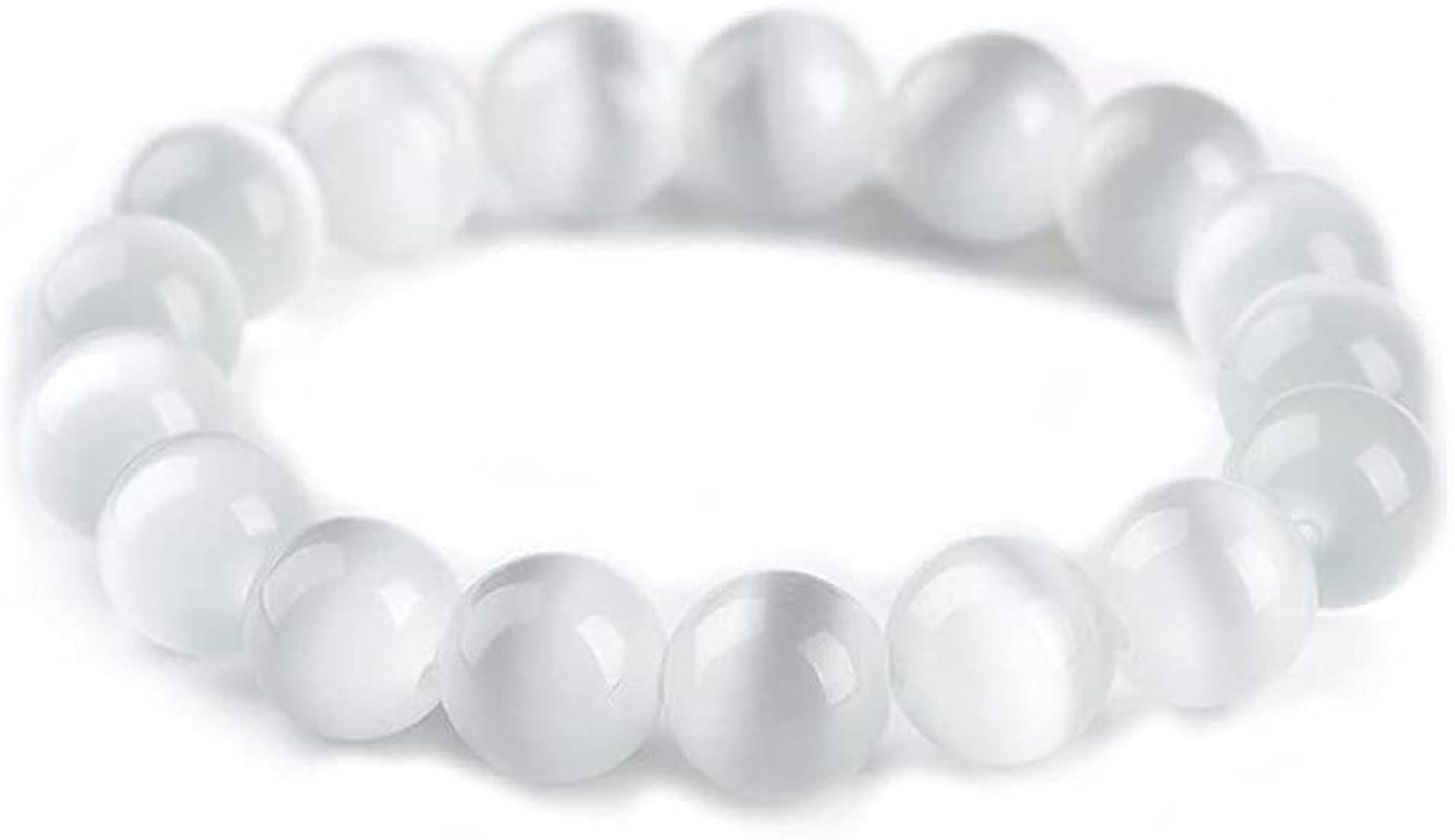 Natural Powerful Selenite Bead Bracelet for Women Men Crystal Healing Energy Concentration Spirituality Health Wealth Handcrafted Jewelry Accessory Apparel & Accessories > Jewelry > Bracelets Fenix-us 12mm  