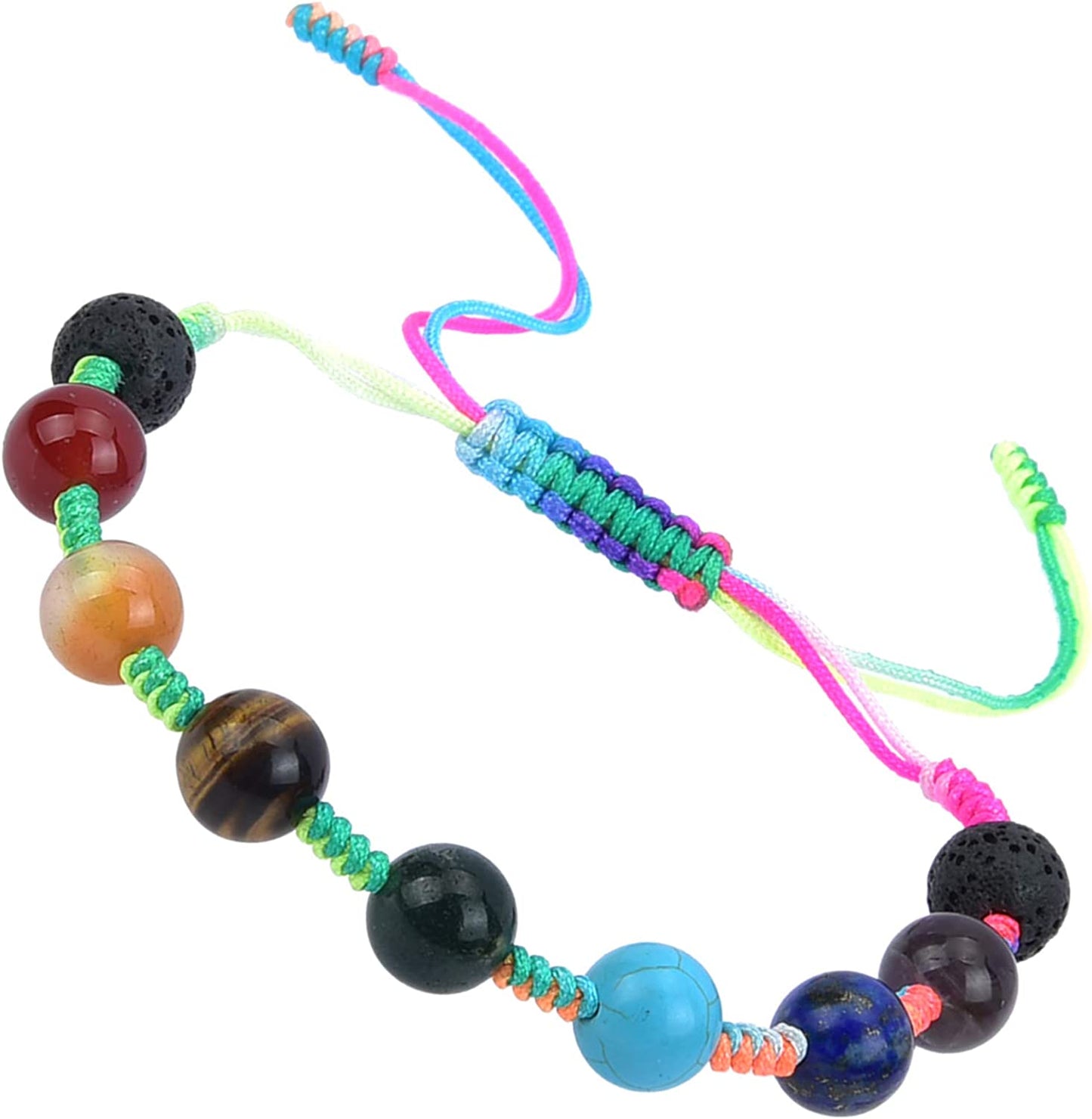 LEIAHIN 7 Chakra Bracelets for Women 8Mm Lava Rock Essential Oil Diffuser Adjustable Natural Stone Healing Anxiety Bracelet Gemstone Beaded Bangle for Men Women Apparel & Accessories > Jewelry > Bracelets LEIAHIN Multicolour Rope  