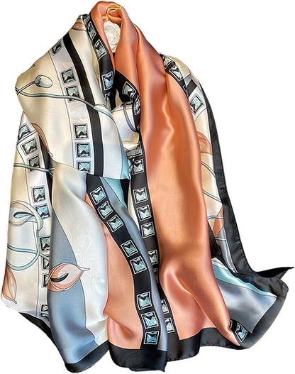 Fashion Scarves 100% Silk Felling Scarf Long Lightweight Sunscreen Shawls Wrap for Women Hair Scarves Apparel & Accessories > Clothing Accessories > Scarves & Shawls Aufeel Modern Stylish  