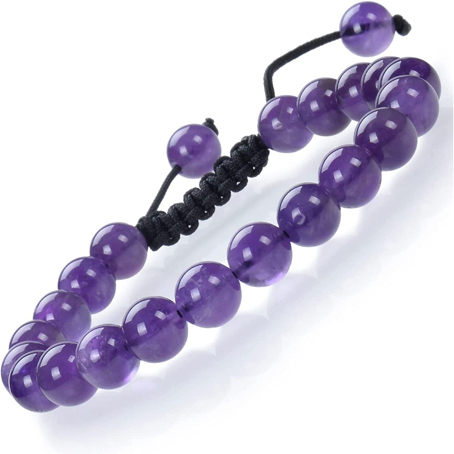 Massive Beads Natural Healing Power Gemstone Crystal Beads Unisex Adjustable Macrame Bracelets 8Mm Apparel & Accessories > Jewelry > Bracelets MASSIVE BEADS Natural Amethyst  