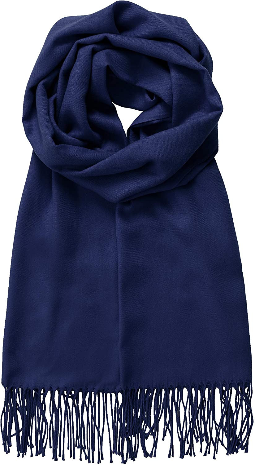 Made by Johnny Unisex Large Lightweight Soft Silky Real Cashmere Shawl Wrap Scarf Apparel & Accessories > Clothing Accessories > Scarves & Shawls Made By Johnny Wsk2091_navy One_Size 