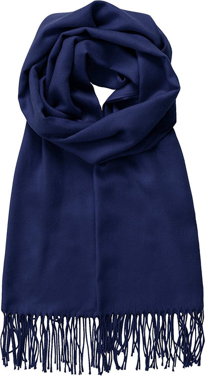 Made by Johnny Unisex Large Lightweight Soft Silky Real Cashmere Shawl Wrap Scarf Apparel & Accessories > Clothing Accessories > Scarves & Shawls Made By Johnny Wsk2091_navy One_Size 