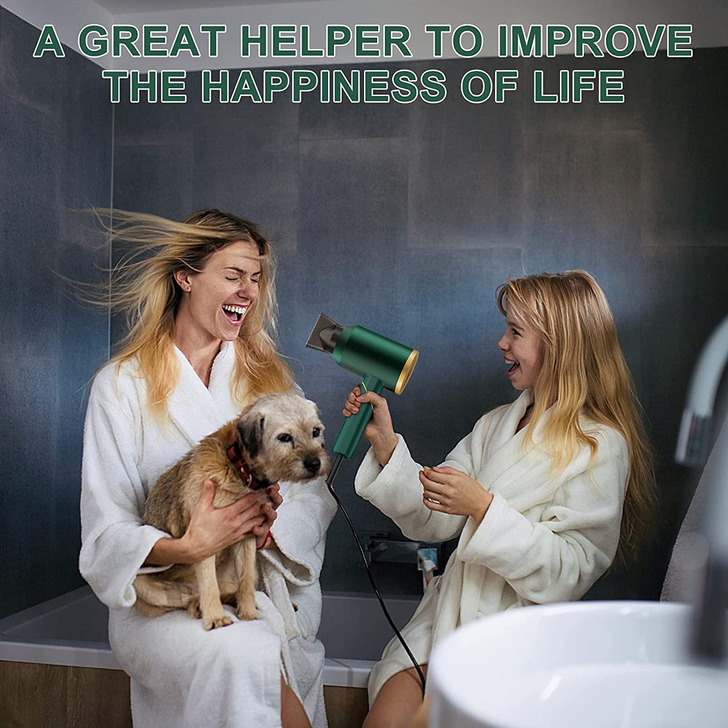 PAHETAWA Hair Dryer,1800W Travel Hair Dryer with Folding Handle, Fast Drying Compact Ionic Blow Dryer with Diffuser&Nozzle, Reduce Frizz Hair Care, Low Noise Lightweight for Home&Travel Use(Green) Health & Beauty > Personal Care > Hair Care PAHETAWA   