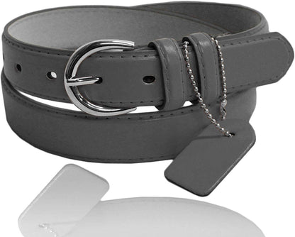 Women'S Casual Solid Colors Faux Leather 1" Belt with Single Prong Buckle Apparel & Accessories > Clothing Accessories > Belts JOTW Dark Gray Large 