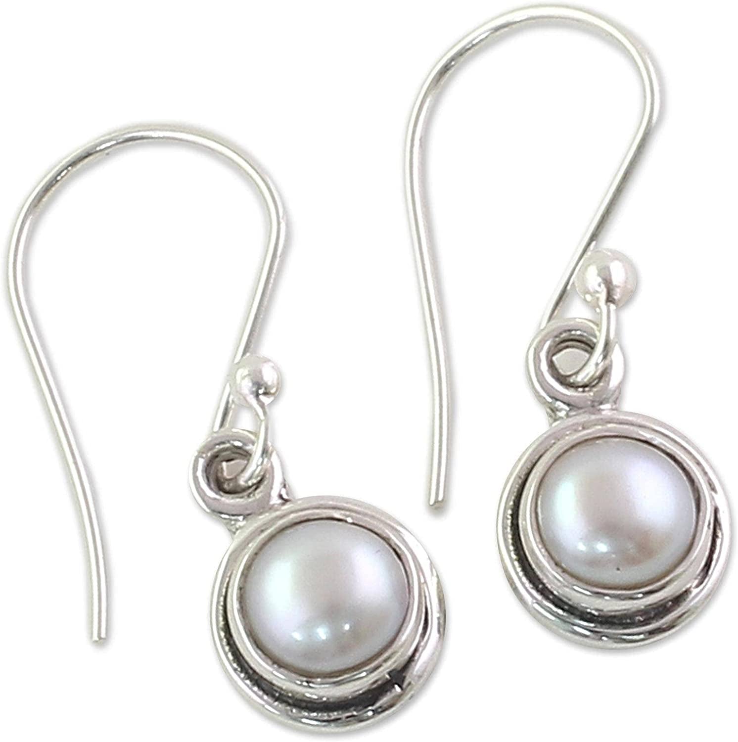 NOVICA Cream Cultured Freshwater Pearl .925 Silver Dangle Earrings, Purest Love' Apparel & Accessories > Jewelry > Earrings NOVICA   