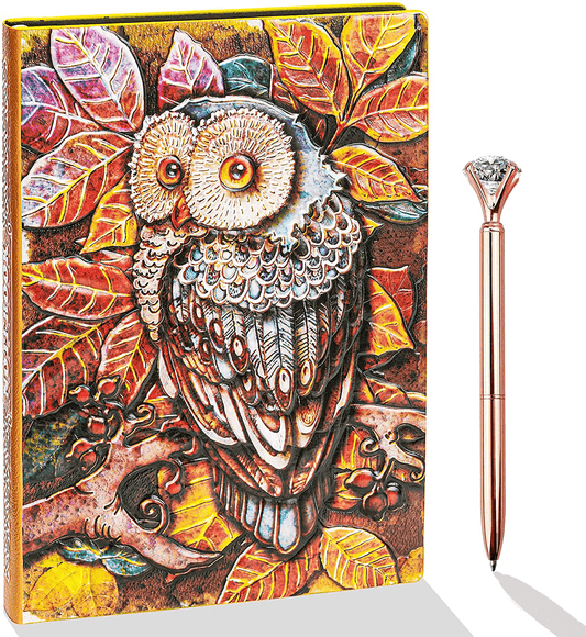 3D Embossed Vintage Leather Journal Writing Notebook with Pen Set,Antique Handmade Leather Daily Notepad Sketchbook,Travel Diary&Notebooks to Write in,Gift for Men Women (Owl(Color), A5(8.3"×5.5")) Arts & Entertainment > Party & Celebration > Gift Giving JEWPHX Owl(Color) A5(8.3"×5.5") 