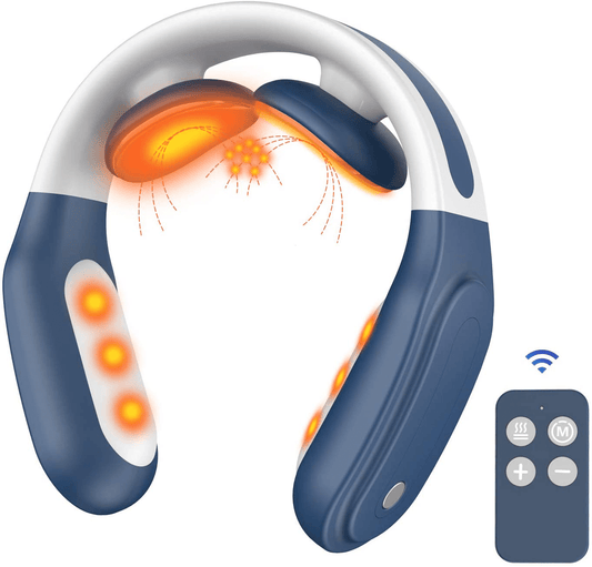 3D Intelligent Electric Neck Massager for Pain Relief， IHELOL Pulse Neck Massage with Heat， 3 Modes 15 Levels Cordless Deep Tissue Trigger Point Massager, Massager Gifts for Women and Men（Blue) Arts & Entertainment > Party & Celebration > Gift Giving Ihelol   