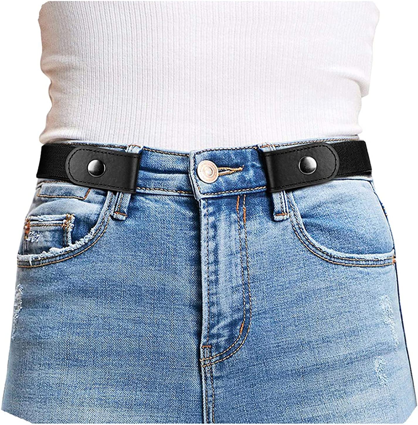 Buckle Free Comfortable Elastic Belt for Women or Men, Buckle-Less No Bulge No Hassle Invisible Belts by WHIPPY Apparel & Accessories > Clothing Accessories > Belts WHIPPY 1-black Large Size: 32"-48" 