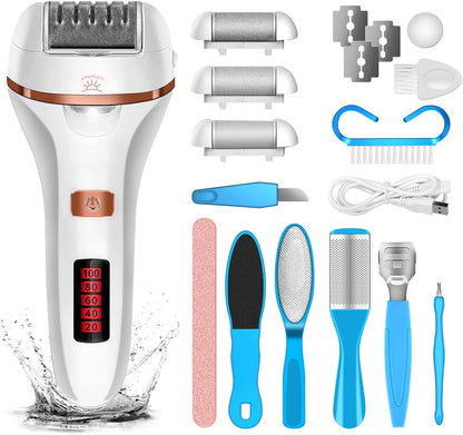 Electric Callus Remover for Feet, Rechargeable Foot Callus Remover Electric Pedicure Foot File, Foot Scrubber Dead Skin Remover Foot Care Kit Professional Pedicure Tools with 2 Speed/Lcd Display Health & Beauty > Personal Care > Foot Care AOMEES White  