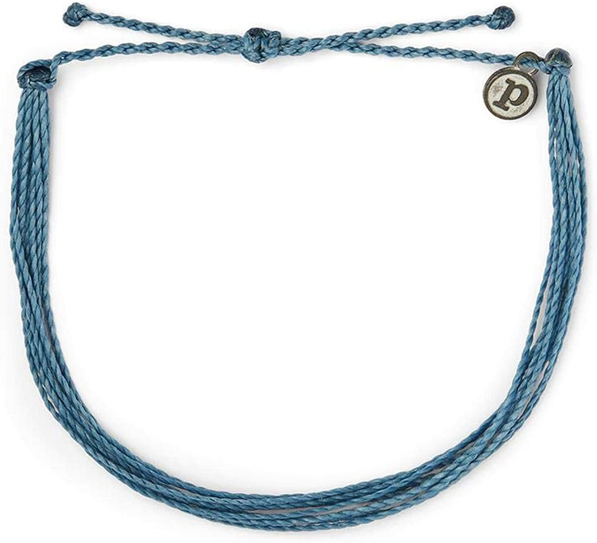 Pura Vida Originals Anklet - Plated Charm, Adjustable Band - 100% Waterproof Apparel & Accessories > Jewelry > Anklets Pura Vida Dusty Blue  