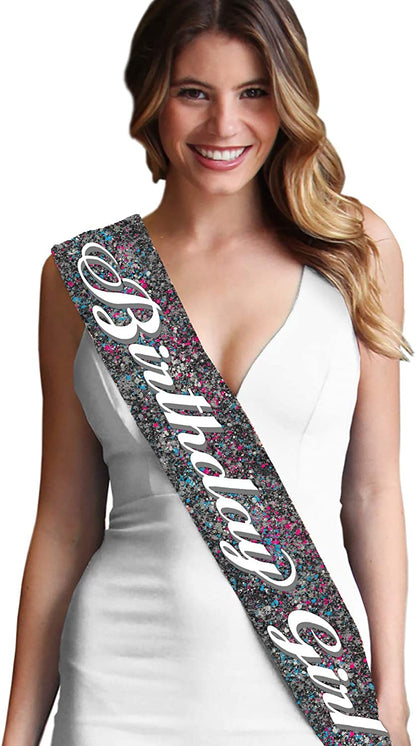Green Birthday Sash - Flourish Birthday Girl Premium Quality Sash - Birthday Party Decorations & Supplies - Green Sparkle Sash(Bdy GRL) Grn/Sprk Apparel & Accessories > Clothing Accessories > Sashes RhinestoneSash Sparkle Birthday Girl (Multi-colored Black )  