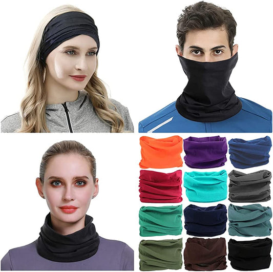 VANCROWN Neck Gaiter Headband Headwear Head Wrap Face Mask Magic Scarf Bandana for Men and Women Apparel & Accessories > Clothing Accessories > Bandanas & Headties VANCROWN 12pcs.solid Color.1  
