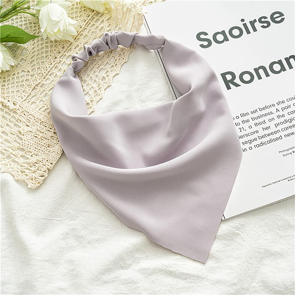 Elastic Hair Scarf Headbands for Women Solid Bandana Headbands Chiffon Head Kerchief Boho Scarf Bandanas with Hair (8 Colors Solid A) Apparel & Accessories > Clothing Accessories > Bandanas & Headties DINPREY   