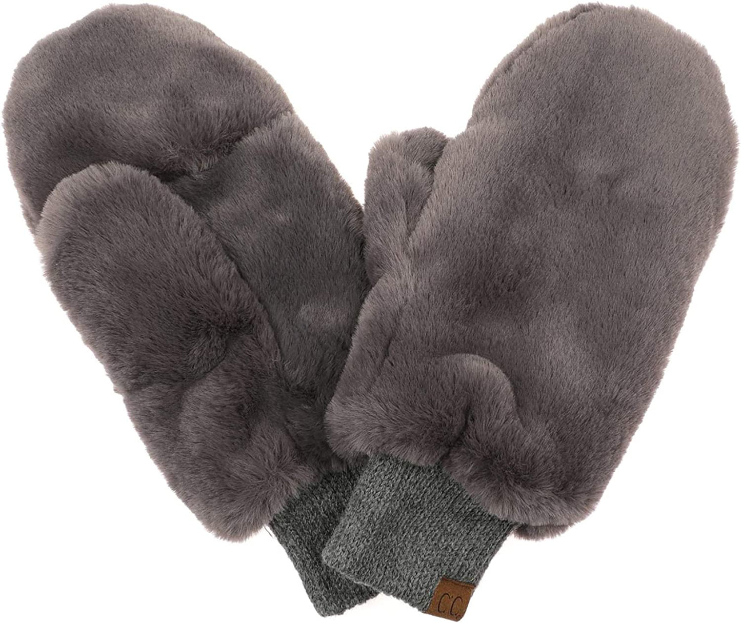 Funky Junque Faux Fur Flip Mittens Womens Warm Convertible Fingerless Gloves Apparel & Accessories > Clothing Accessories > Gloves & Mittens Funky Junque Faux Fur - Grey  