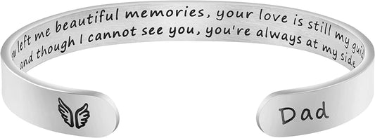 Joycuff Memorial Gifts for Women Inspirational Cuff Bracelet Sympathy Jewelry Loss of Loved One Sympathy Gifts Remember Her Apparel & Accessories > Jewelry > Bracelets JoycuFF You left me beautiful memories...--Dad  