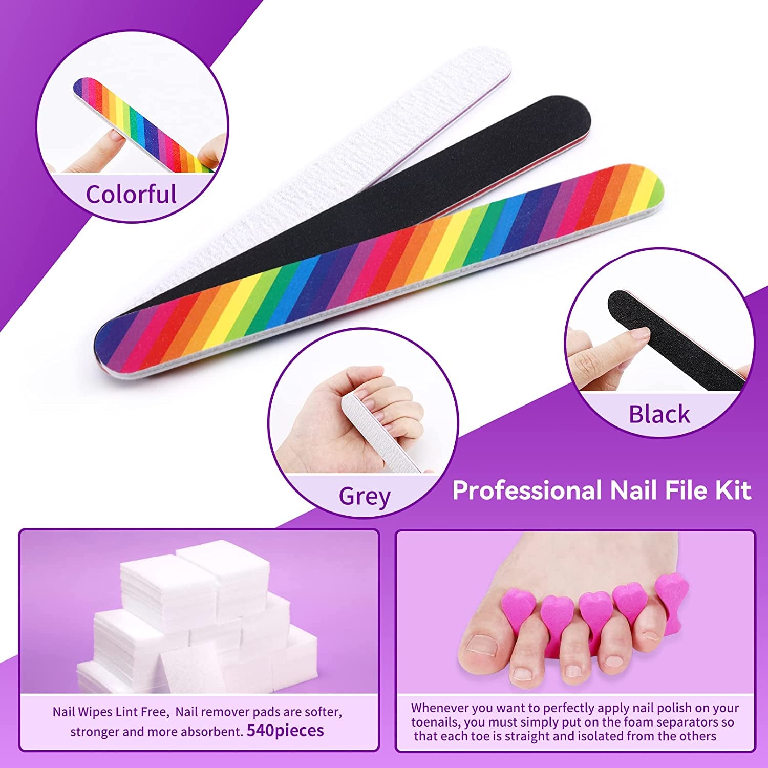 Foot File, Nail File Buffer, 574Pcs Nail Polish Remover Tool Kits, Foot Scrubber, Nail Clips , Nail Care Kit for Shiny Nail with Nail Clipper, Cuticle Pusher Trimmer, Incredible Gifts for Women Girls Health & Beauty > Personal Care > Foot Care MJSWHY   