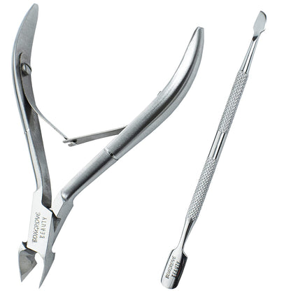 Professional Cuticle Cutter & Pusher Trimmer Manicure Tools with Double Spring– Perfect Nail Care Tool for Manicure & Pedicure Beauty at Home/Spa/Saloon (Silver) Health & Beauty > Personal Care > Cosmetics > Cosmetic Tools > Nail Tools BOXGROVE BEAUTY Silver  