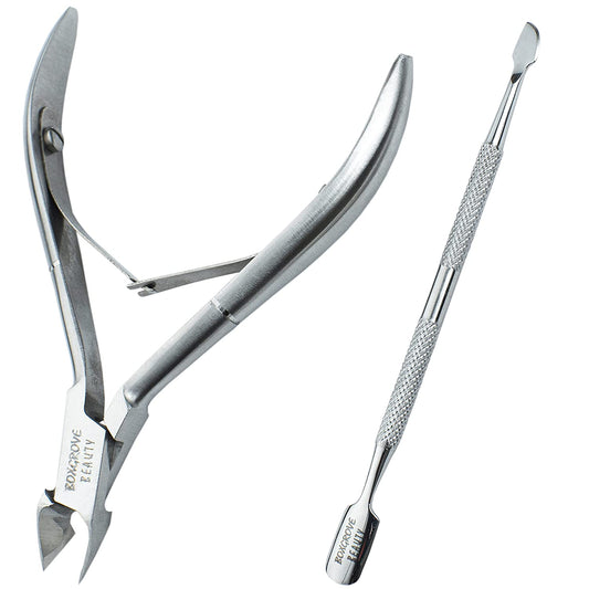 Professional Cuticle Cutter & Pusher Trimmer Manicure Tools with Double Spring– Perfect Nail Care Tool for Manicure & Pedicure Beauty at Home/Spa/Saloon (Silver) Health & Beauty > Personal Care > Cosmetics > Cosmetic Tools > Nail Tools BOXGROVE BEAUTY Silver  