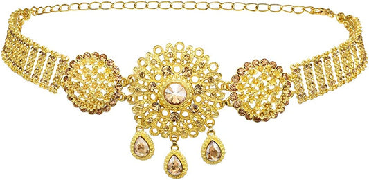 Idealway Indian Style 14 K Gold Plated Crystal Flower Turquoise Waist Belly Chains Dancing Beach Belt Body Jewelry Apparel & Accessories > Jewelry > Body Jewelry idealway D  