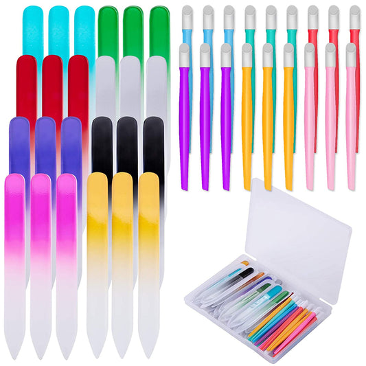 BQTQ 42 Pieces Glass Nail Files Rubber Nail Cuticle Pusher Set Fingernail Files Nail Care Manicure Set for Natural Nail Tools Health & Beauty > Personal Care > Cosmetics > Cosmetic Tools > Nail Tools BQTQ   