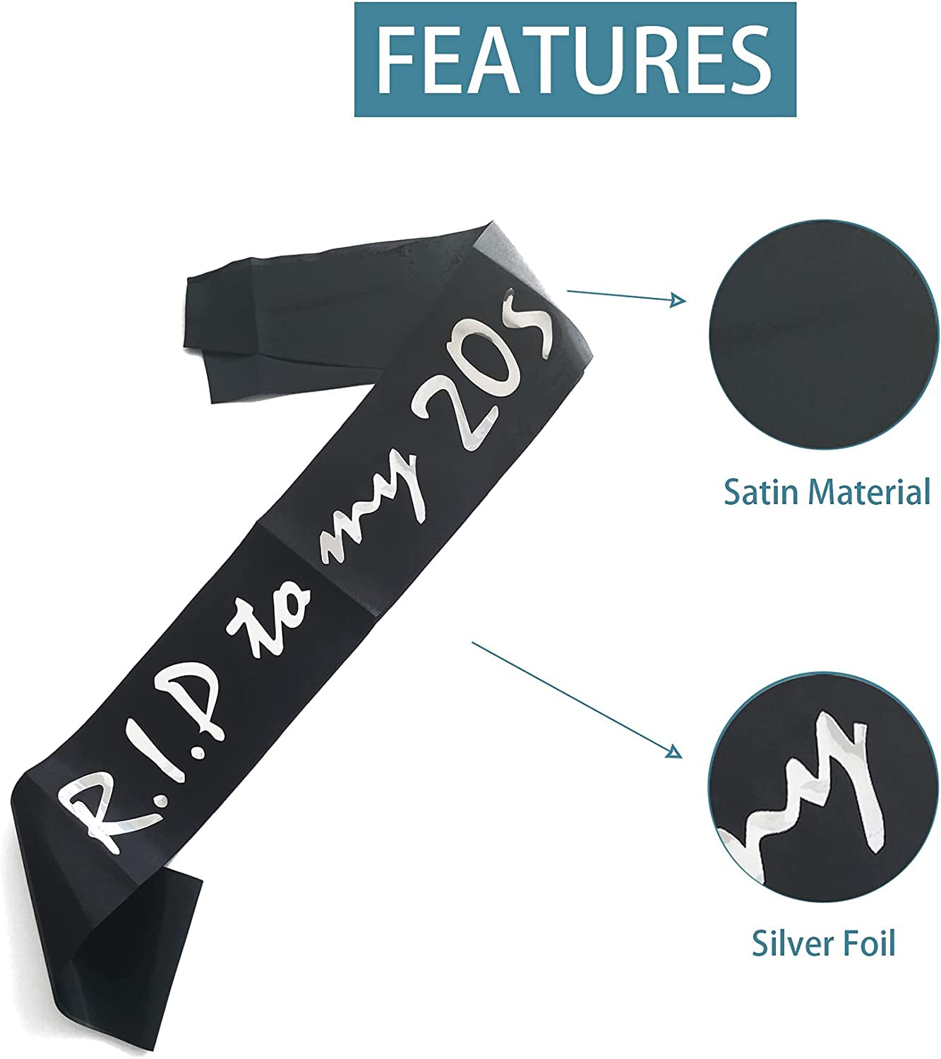 RIP to My 20S Birthday Sash for Girl, Women, Men, 30Th Birthday Gifts, RIP to My Youth Birthday Decor, Black and White Sash, Funeral for Youth 30Th Decorations, Great Birthday Party Supplies Apparel & Accessories > Clothing Accessories > Sashes Joyiou   