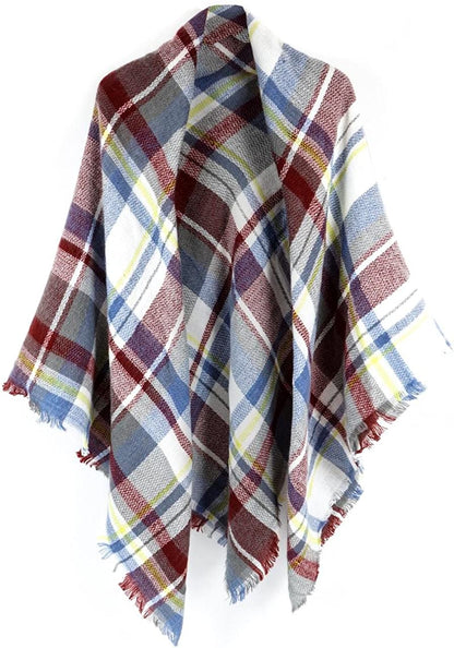 Neal LINK Women'S Plaid Scarf Blanket Wrap Warm Tartan Checked Shawl Tartan Scarves Pashmina Cape Apparel & Accessories > Clothing Accessories > Scarves & Shawls Neal LINK Dark Purple Blue  