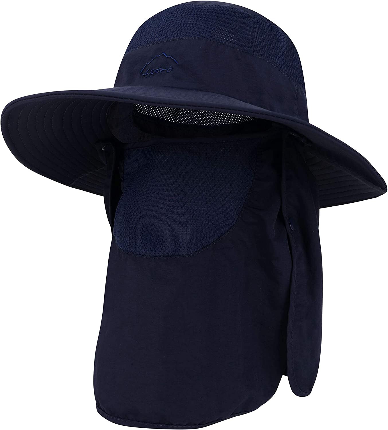 Toppers Womens Mens Sun Hat Rollable UPF 50+ Wide Brim Gardening Hat with Neck Flap Apparel & Accessories > Clothing Accessories > Hats Toppers Unisex Yard _Navy Blue  