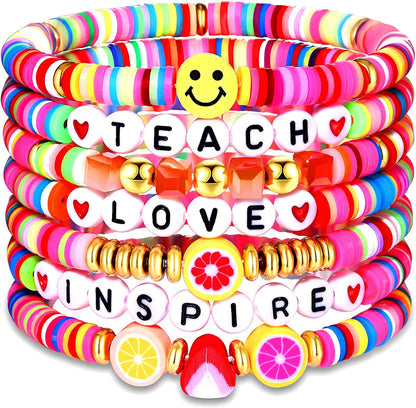 Surfer Heishi Bracelets for Women Stackable Rainbow Vinyl Disc Clay Beaded Stretch Bracelets Elastic Layering Friendship Bracelets Boho Summer Beach Jewelry Apparel & Accessories > Jewelry > Bracelets XOCARTIGE Style I  