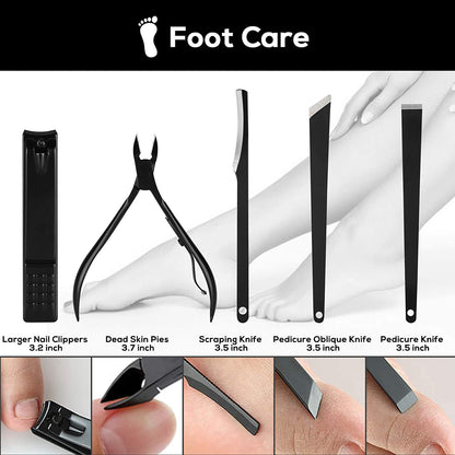 Manicure Set Nail Clippers Pedicure Set, 18 in 1 Professional Grooming Kit Stainless Steel Nail Scissors Nail Cutter Foot Care Tools Fingernail Clippers for Men and Women with Portable Travel Case Health & Beauty > Personal Care > Foot Care SUNJOYCO   