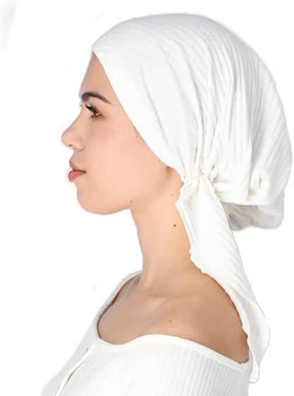 Madison Headwear Pretied Head Scarves for Women Featuring a Unique Sparkly Foil Finish and Stretchy Ribbed Fabric Apparel & Accessories > Clothing Accessories > Headwear Madison Headwear Solid White  