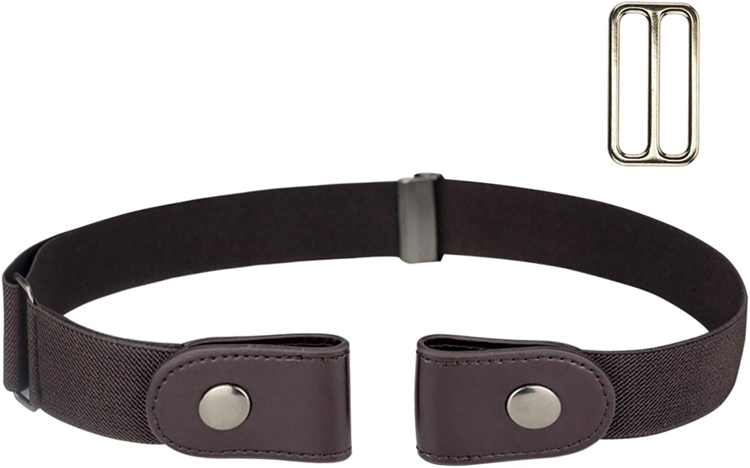 No Buckle Women/Men Stretch Belt, Invisible Elastic Belt for Jeans Pants Dresses Apparel & Accessories > Clothing Accessories > Belts maikun Redbrown-a waist 30"-63" 