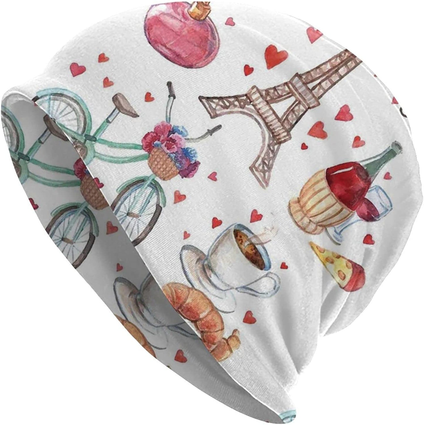 Gold Star Slouchy Beanie Chemo Headwear Knit Hat Scarf Sleep Skull Cap for Women Men Apparel & Accessories > Clothing Accessories > Headwear ybovejuk Paris Hearts Eiffel Tower Red Wine Coffee One Size 