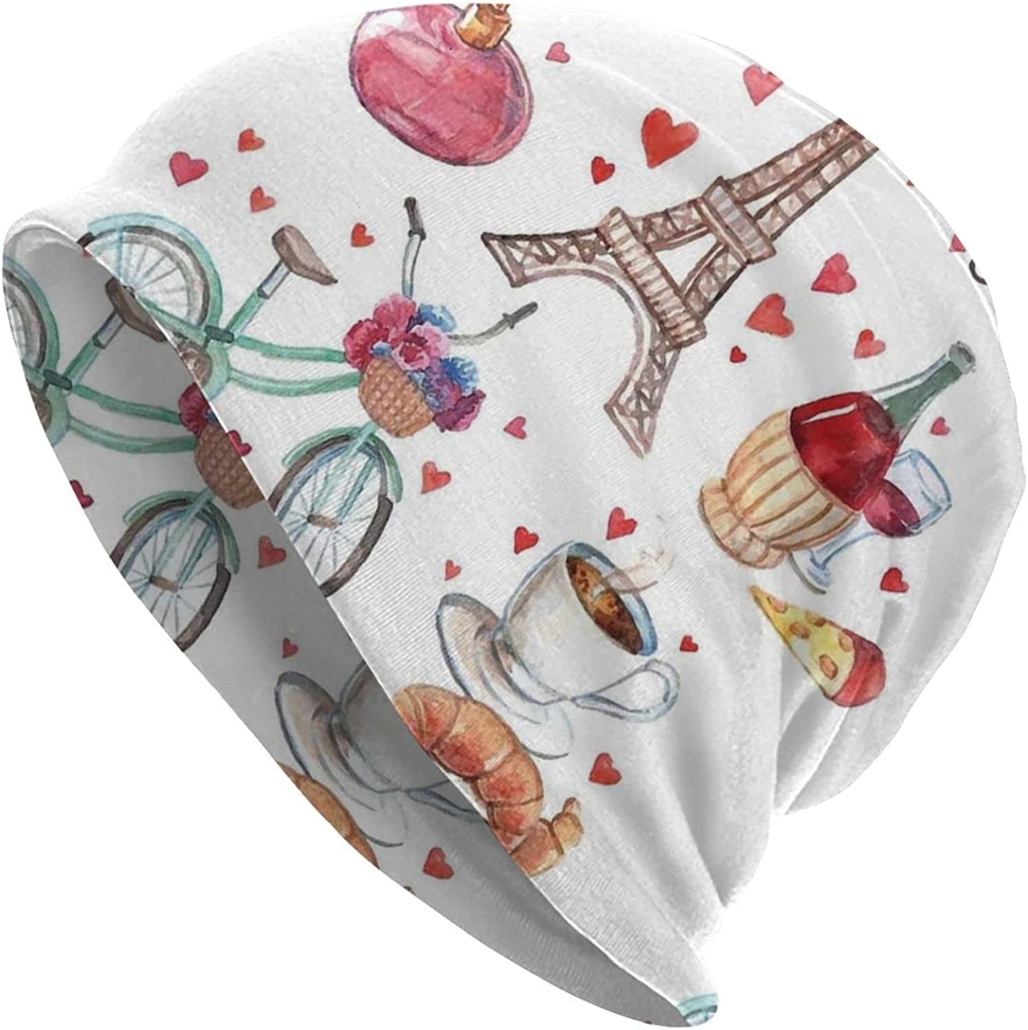Gold Star Slouchy Beanie Chemo Headwear Knit Hat Scarf Sleep Skull Cap for Women Men Apparel & Accessories > Clothing Accessories > Headwear ybovejuk Paris Hearts Eiffel Tower Red Wine Coffee One Size 