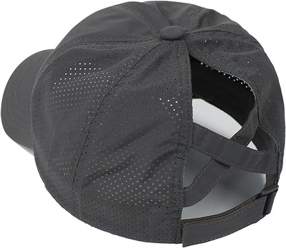 HGGE Womens Criss Cross Ponytail Baseball Cap Adjustable High Messy Bun Ponycap Quick Drying Hat Apparel & Accessories > Clothing Accessories > Hats HGGE   