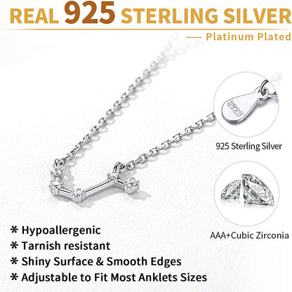 Chicsilver 12 Constellation Zodiac Anklet for Women Girls Sterling Silver Cubic Zirconia Horoscope Ankle Bracelets, 8"-10" Adjustable(With Gift Box) Apparel & Accessories > Jewelry > Anklets ChicSilver Jewelry   