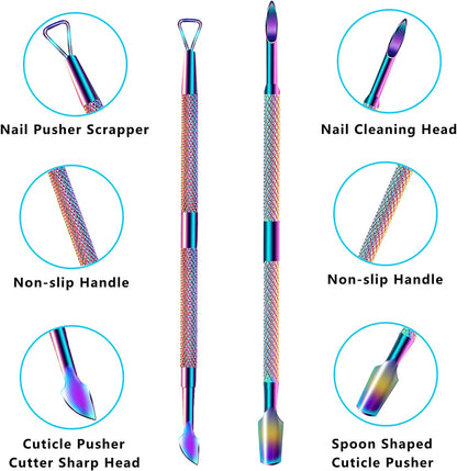 Haynery Cuticle Trimmer with Cuticle Pusher, Cuticle Remover Cuticle Scissors Manicure Tools, Professional Stainless Steel Cuticle Cutter, Dead Skin Remover Nail Tools for Fingernails and Toenails Health & Beauty > Personal Care > Cosmetics > Cosmetic Tools > Nail Tools Haynery   