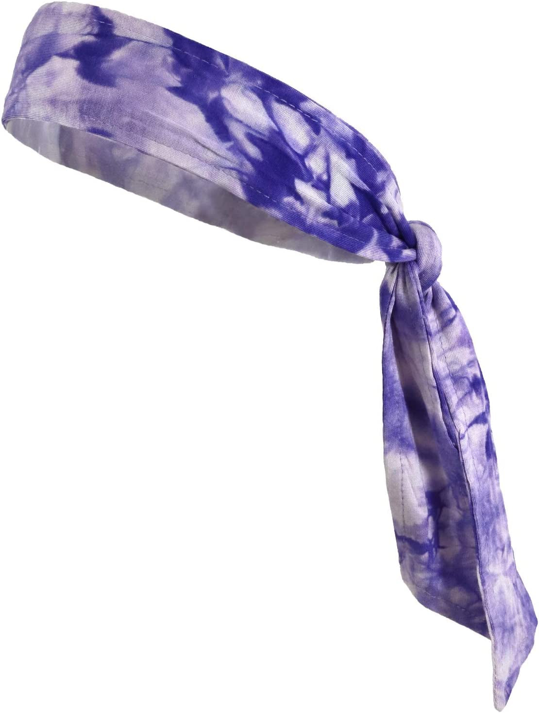 Kenz Laurenz Headbands Tie on Headband for Women Men Running Athletic Hair Head Band Elastic Sports Sweat Basketball Sweatband Stetchy Yoga Workout Sweatbands Adjustable Non-Slip Moisture Wicking Apparel & Accessories > Clothing Accessories > Bandanas & Headties Kenz Laurenz Purple Tie Dye  