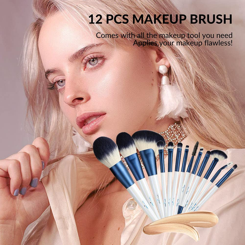 JESSIE'S SELECTION Makeup Brushes 12 Pcs Professional Makeup Brush Set with Brush Holder Makeup Brush Cleaner Eyeshadow,Blush,Lip,Concealer,Face Mask,Blending,Full Face Cosmetic Makeup Kit Health & Beauty > Personal Care > Cosmetics > Cosmetic Tools > Makeup Tools jessie's selection   