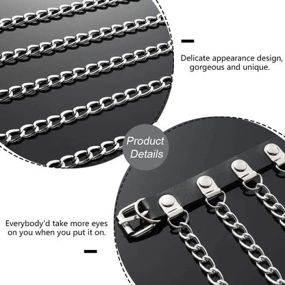 Twinklede Punk Leather Body Chain Silver Tassel Waist Chains Rave Party Belly Chain Nightclub Body Jewelry for Women and Girls Apparel & Accessories > Jewelry > Body Jewelry Twinklede   
