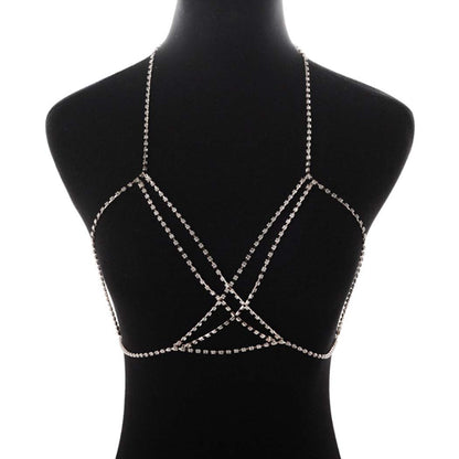 Victray Crystal Body Chain Bikini Body Chains Nightclub Chest Chain Fashion Body Jewelry for Women and Girls (Silver) Apparel & Accessories > Jewelry > Body Jewelry YD   