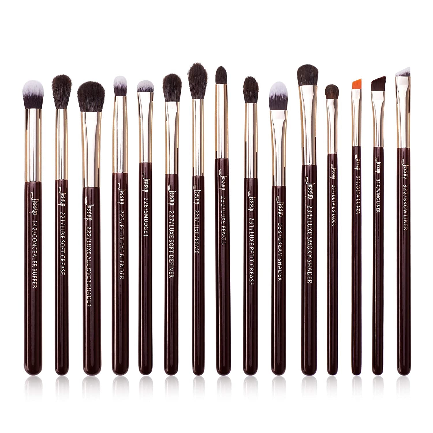 Jessup 15Pcs Professional Makeup Brushes Set Make up Brush Tools Kit Eye Liner Shader Wood Handle Natural-Synthetic Hair Brushes Pearl Black/Rose Gold T157 Health & Beauty > Personal Care > Cosmetics > Cosmetic Tools > Makeup Tools Jessup Zinfandel  