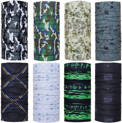 Bandana Headbands for Women Men Sweat Wicking Neck Gaiter Balaclava Head Scarf Sweat-Wicking & Breathable Apparel & Accessories > Clothing Accessories > Bandanas & Headties QING 8 Pack Camouflage  
