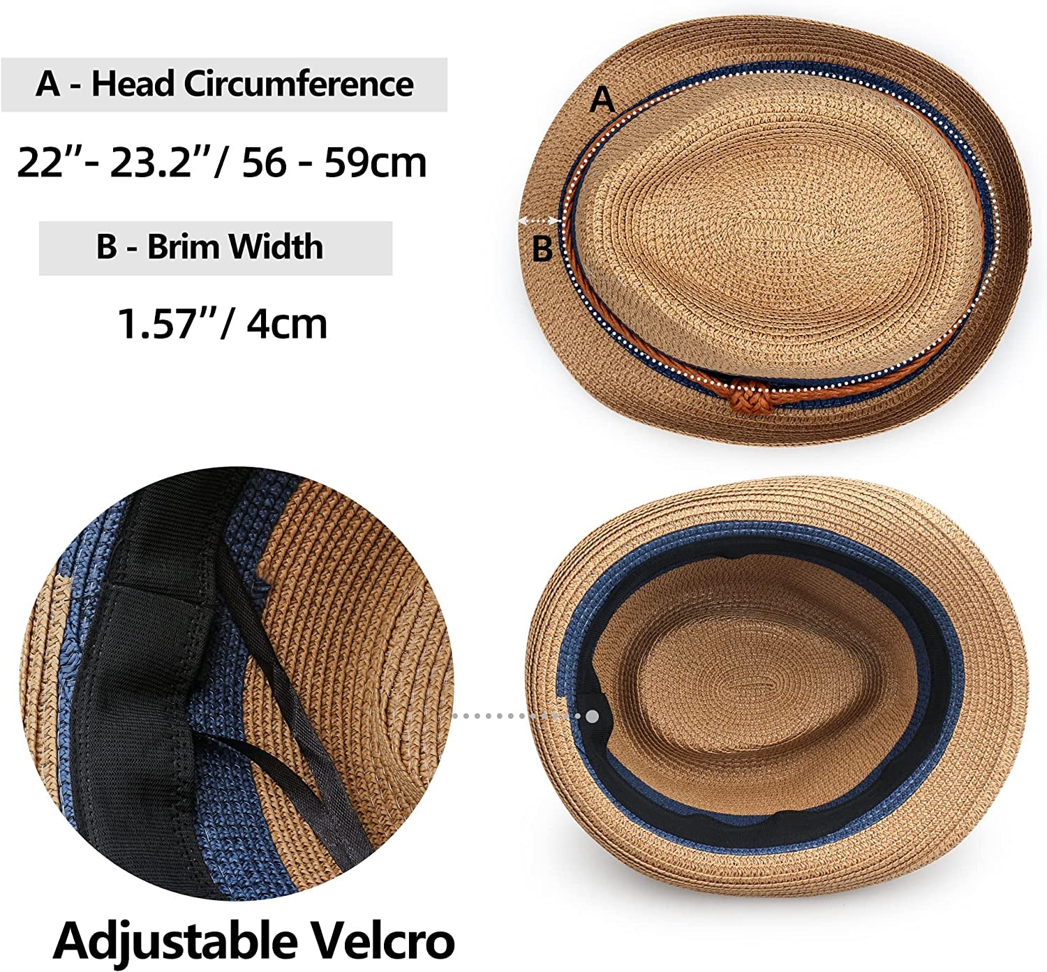 Panama Hat Straw Fedora Sun Hats Vintage Braid for Women & Men Beach Hat Summer Hat UV UPF 50 Apparel & Accessories > Clothing Accessories > Hats Naivlizer   
