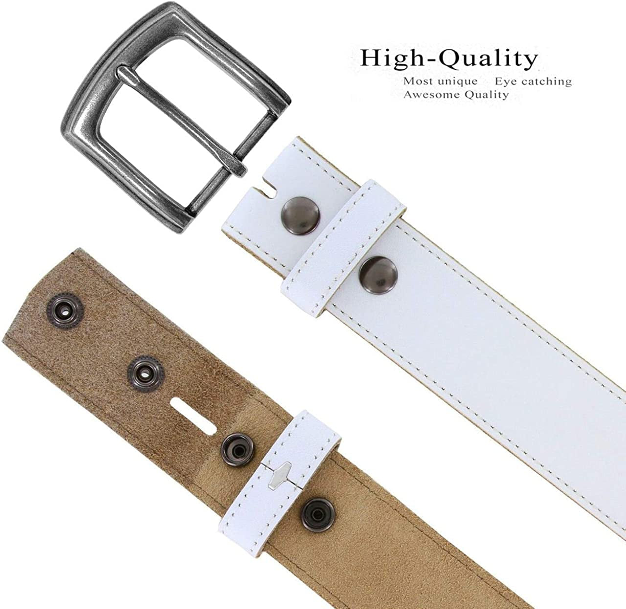 White Belt Cowhide Leather Replacement Casual Belt Strap 1-1/2"(38Mm) Wide, Multi-Style Options Apparel & Accessories > Clothing Accessories > Belts Belts.com   