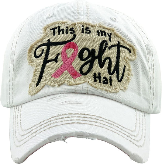 Pink Ribbon Fight Women'S Awareness Vintage Baseball Cap Apparel & Accessories > Clothing Accessories > Headwear KBETHOS Hats White  