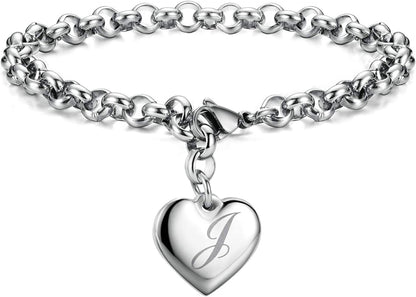 Heart Initial Charm Bracelets for Teen Girls Letters Alphabet Bracelet Jewelry for Girls Gifts for Teenage Girls Apparel & Accessories > Jewelry > Bracelets Monily J  