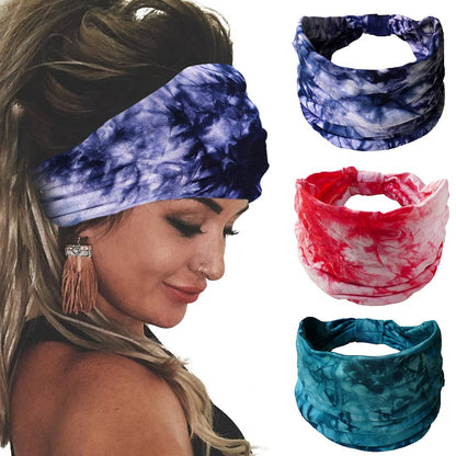 Bohend Boho Headbands Wide Knotted Hair Bands Fashion Printing Bandeau Travel Stretchy Cotton Headband Sport Yoga Hair Accessories for Women and Girls (A) Apparel & Accessories > Clothing Accessories > Bandanas & Headties Bohend F  