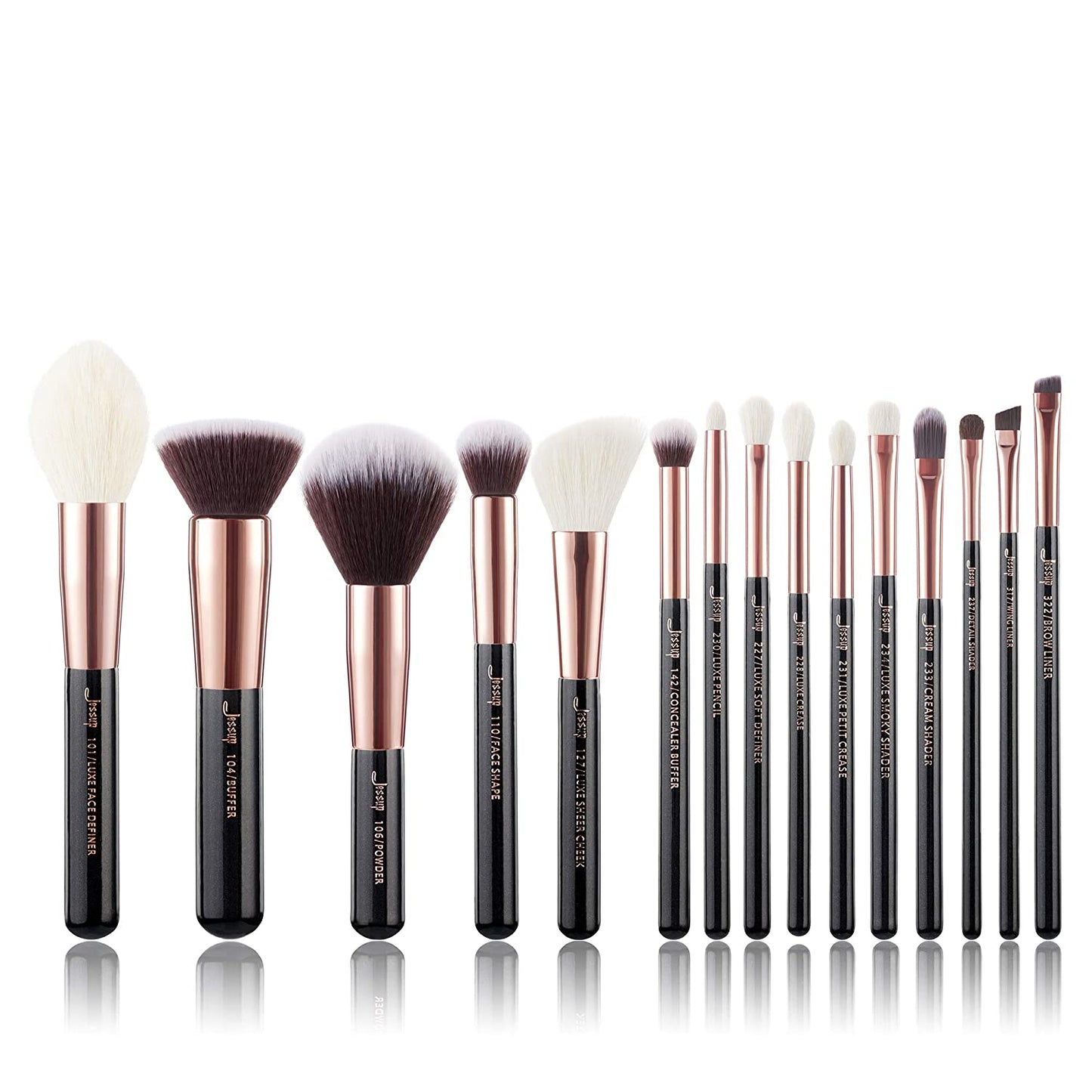 Jessup 15Pcs Makeup Brushes Make up Tool Kit Beauty Professional Eyeshadow Power Lipstick Blending Cheeck Cosmetic Brushes Set Zinfandel T283 Health & Beauty > Personal Care > Cosmetics > Cosmetic Tools > Makeup Tools Jessup Rose Gold/Black  