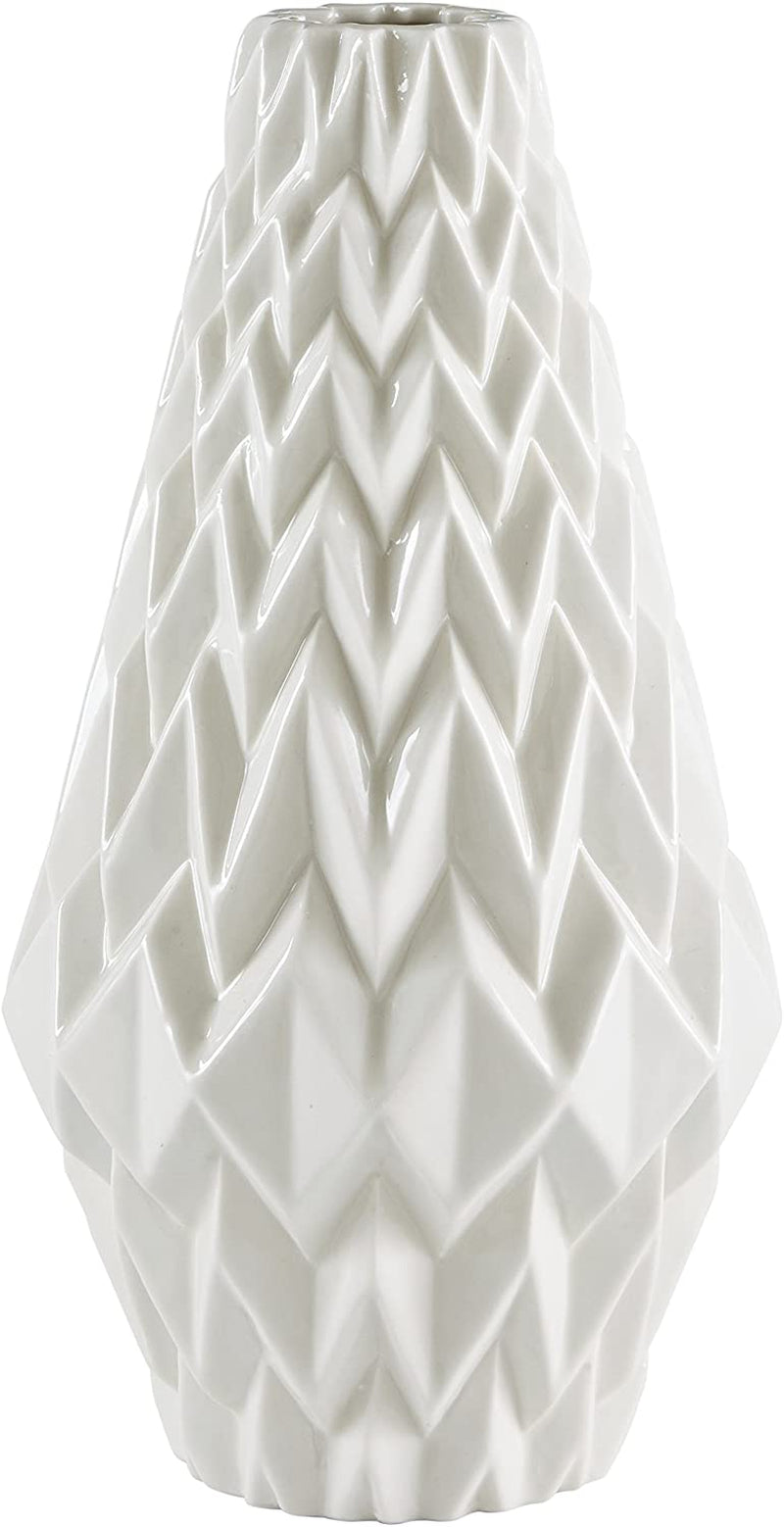 Brand – Rivet Modern Geometric Pattern Decorative Stoneware Vase, Large Centerpiece, 12.25"H, White Apparel & Accessories > Jewelry > Bracelets Sapota Group   